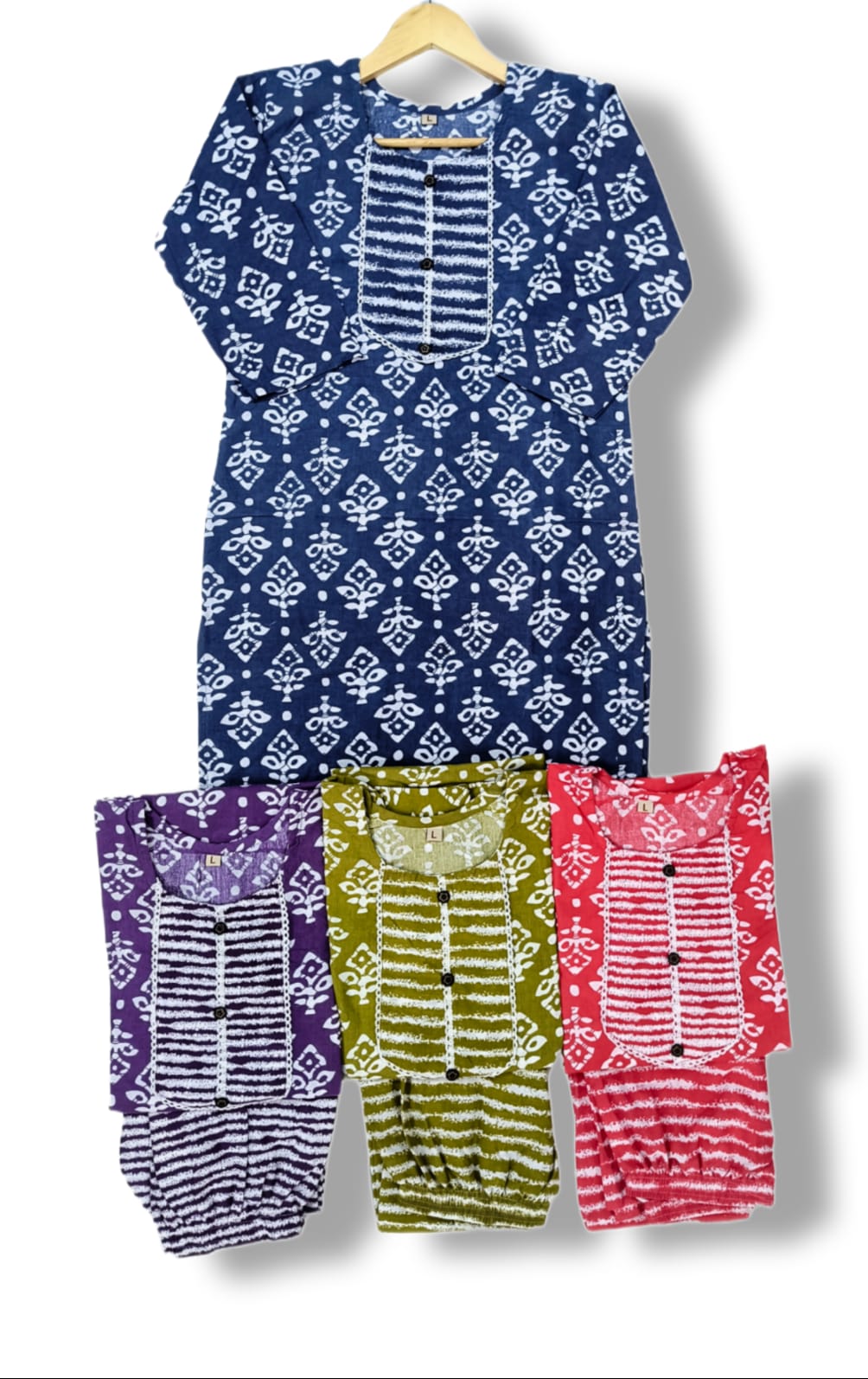 PRINTED COTTON KURTI PANT SET