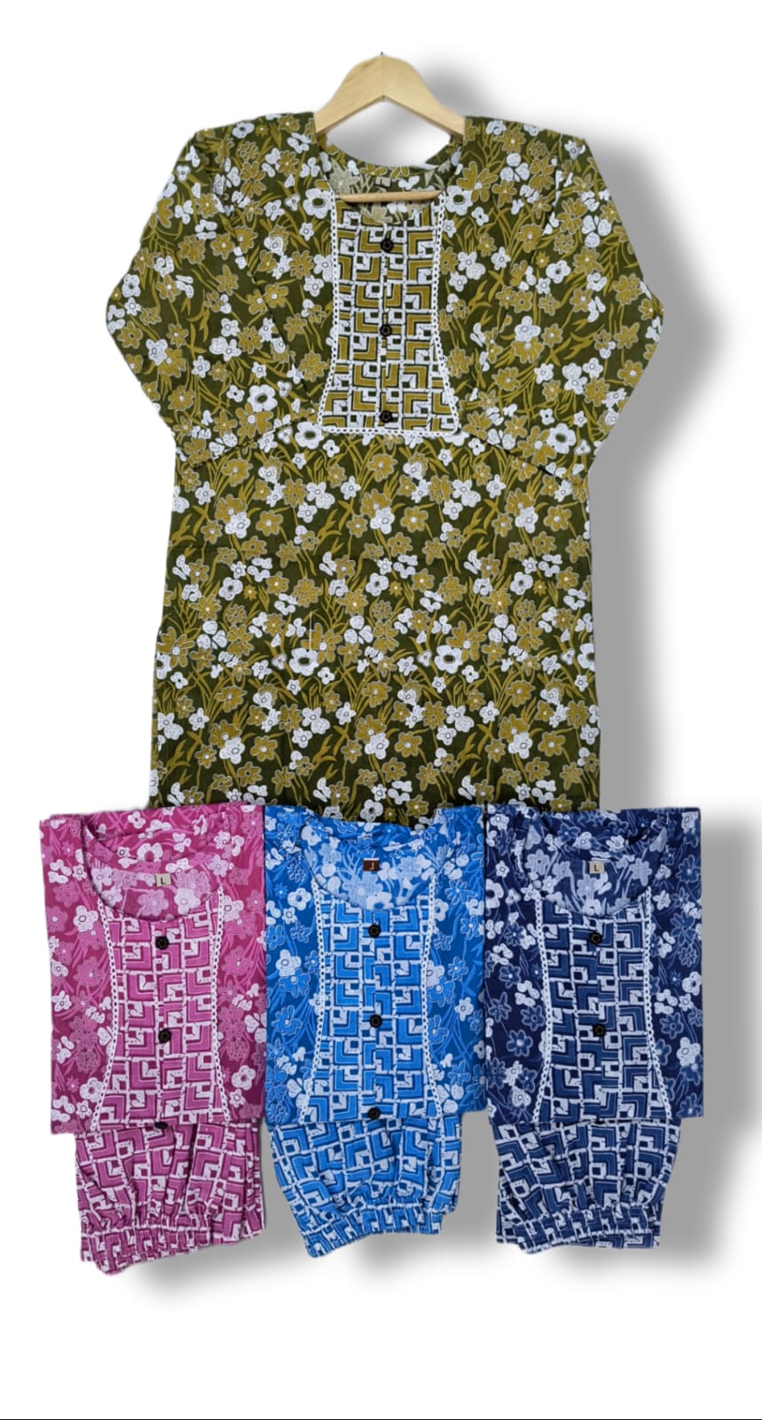 PRINTED COTTON KURTI PANT SET