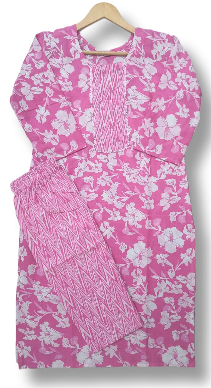 PRINTED COTTON KURTI PANT SET
