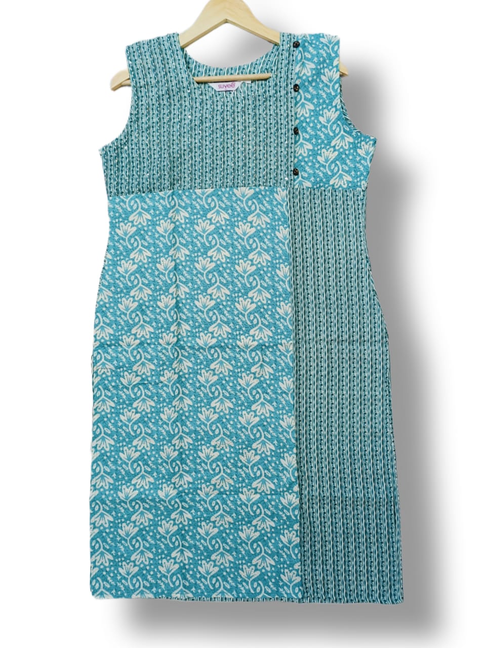 CAPSULE RAYON MIX AND MATCH SLEEVELESS KURTI WITH ATTACHED SLEEVE