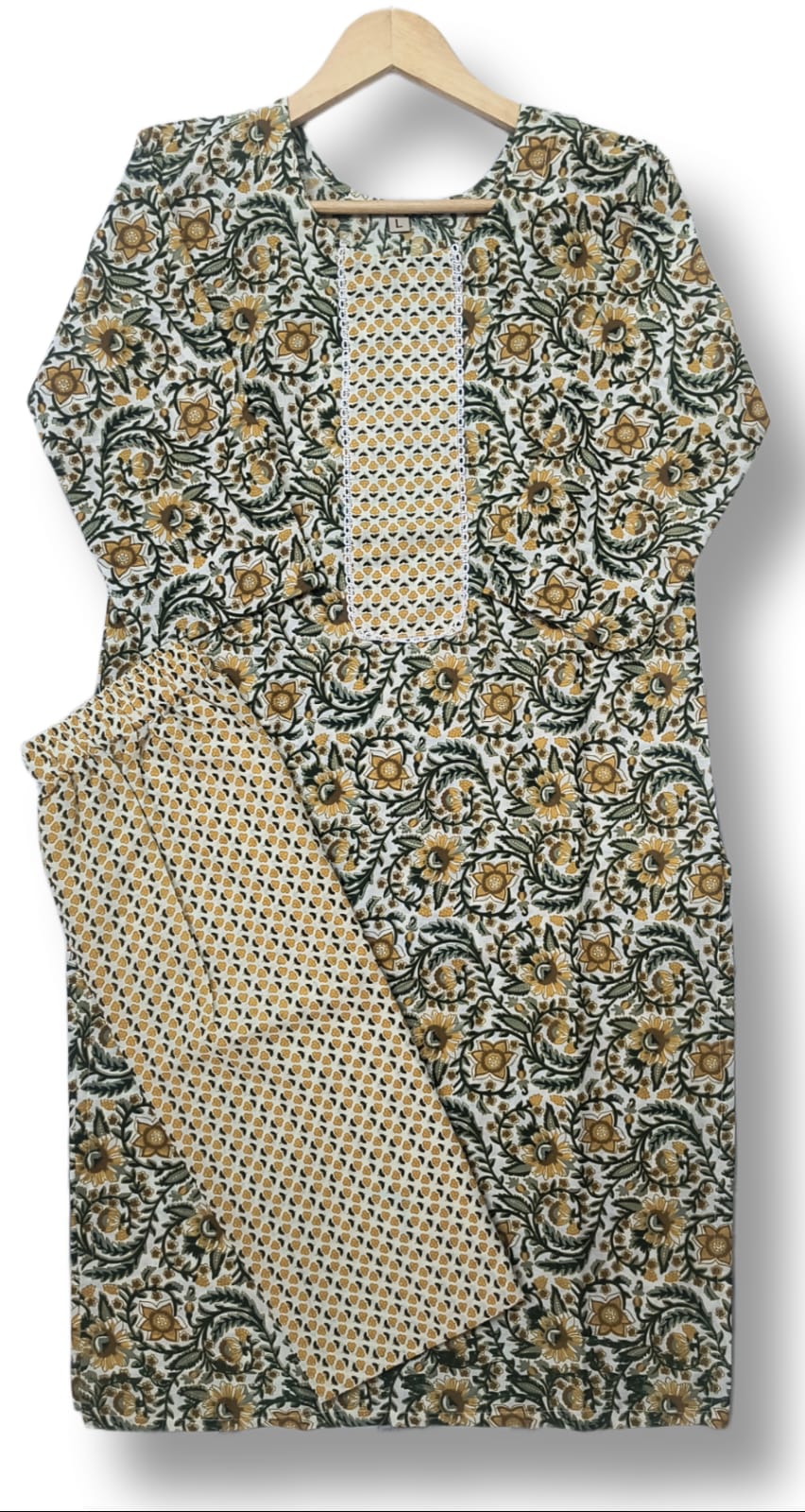 PRINTED COTTON KURTI PANT SET