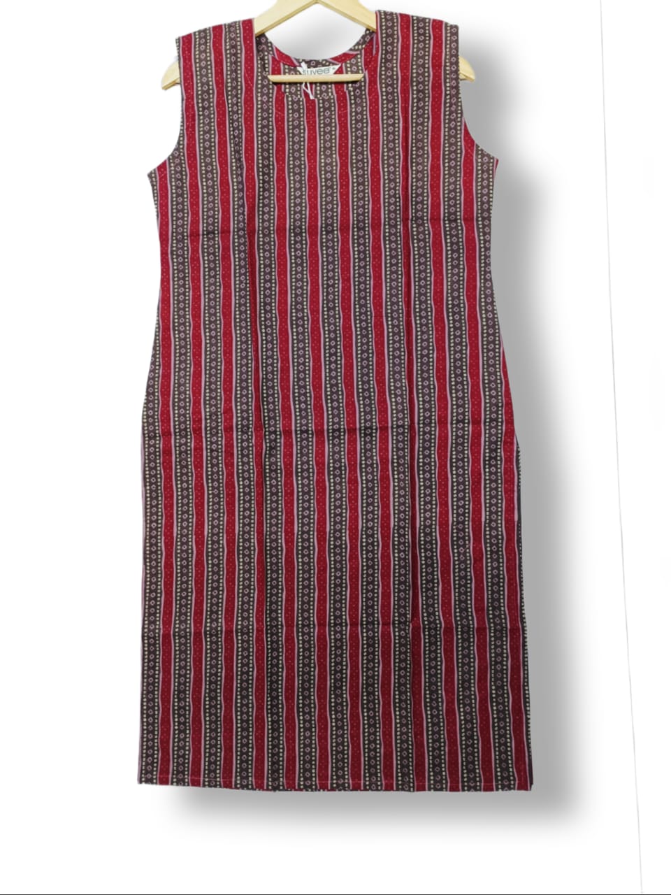 PURE COTTON SLEEVELESS KURTI WITH ATTACHED SLEEVES