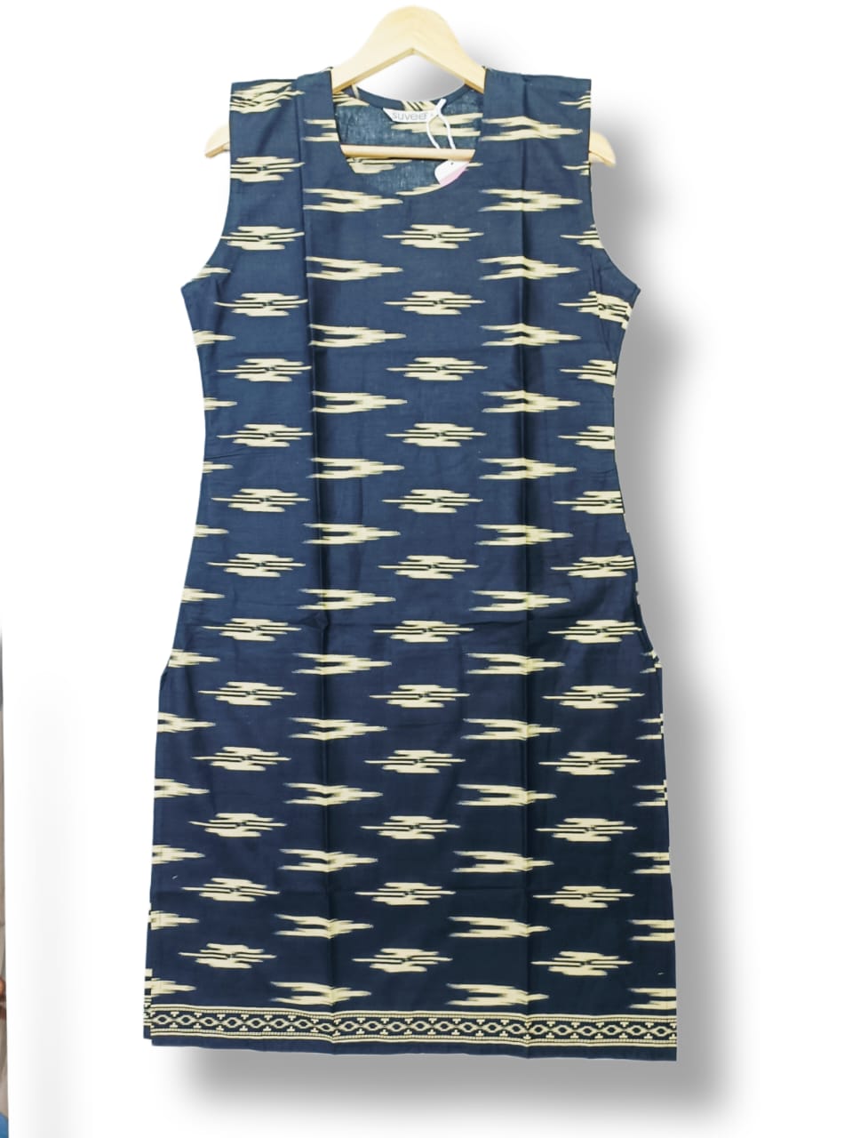 PURE COTTON SLEEVELESS KURTI WITH ATTACHED SLEEVES