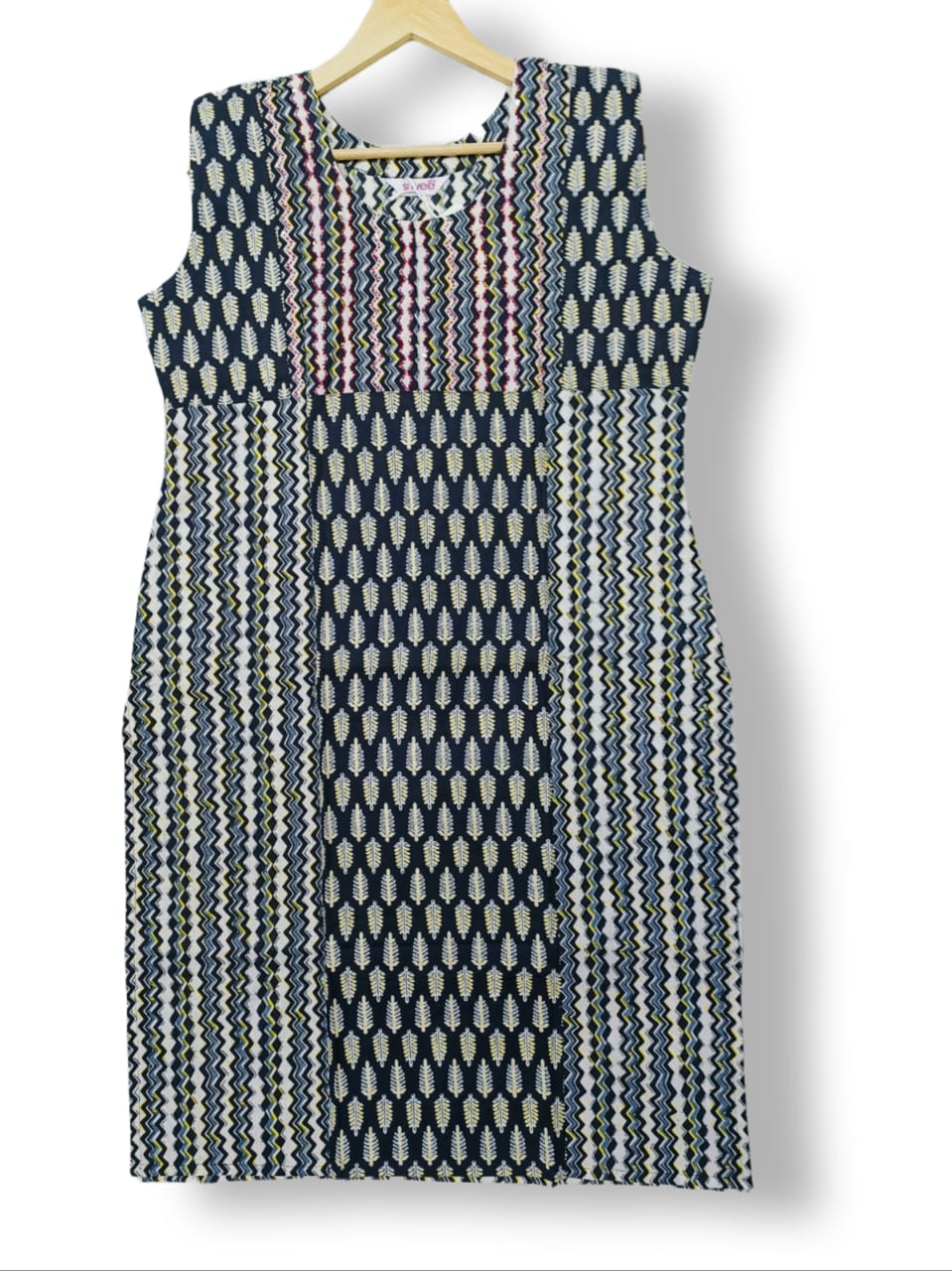 PURE COTTON SLEEVELESS KURTI WITH ATTACHED SLEEVES