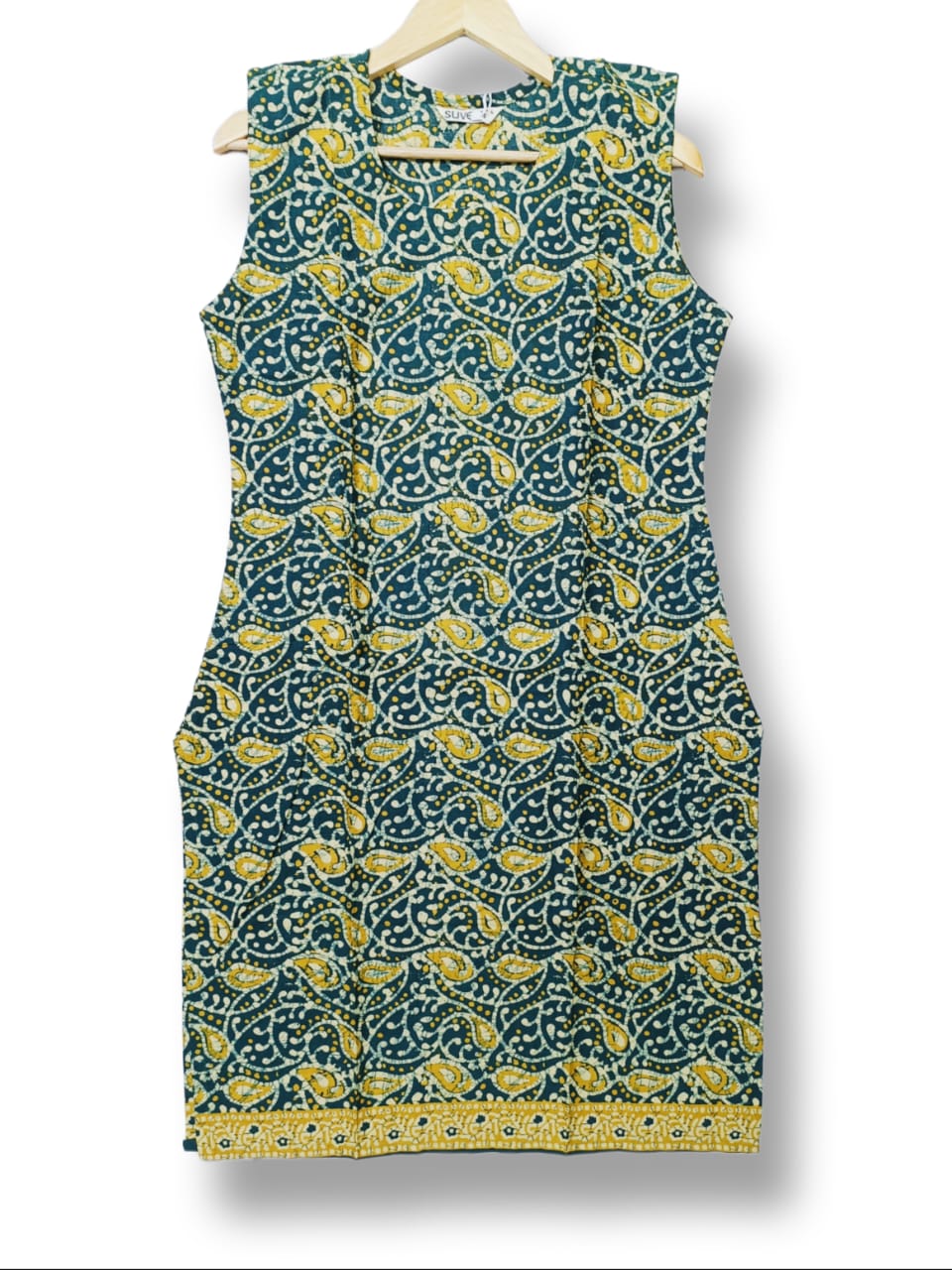 PURE COTTON SLEEVELESS KURTI WITH ATTACHED SLEEVES