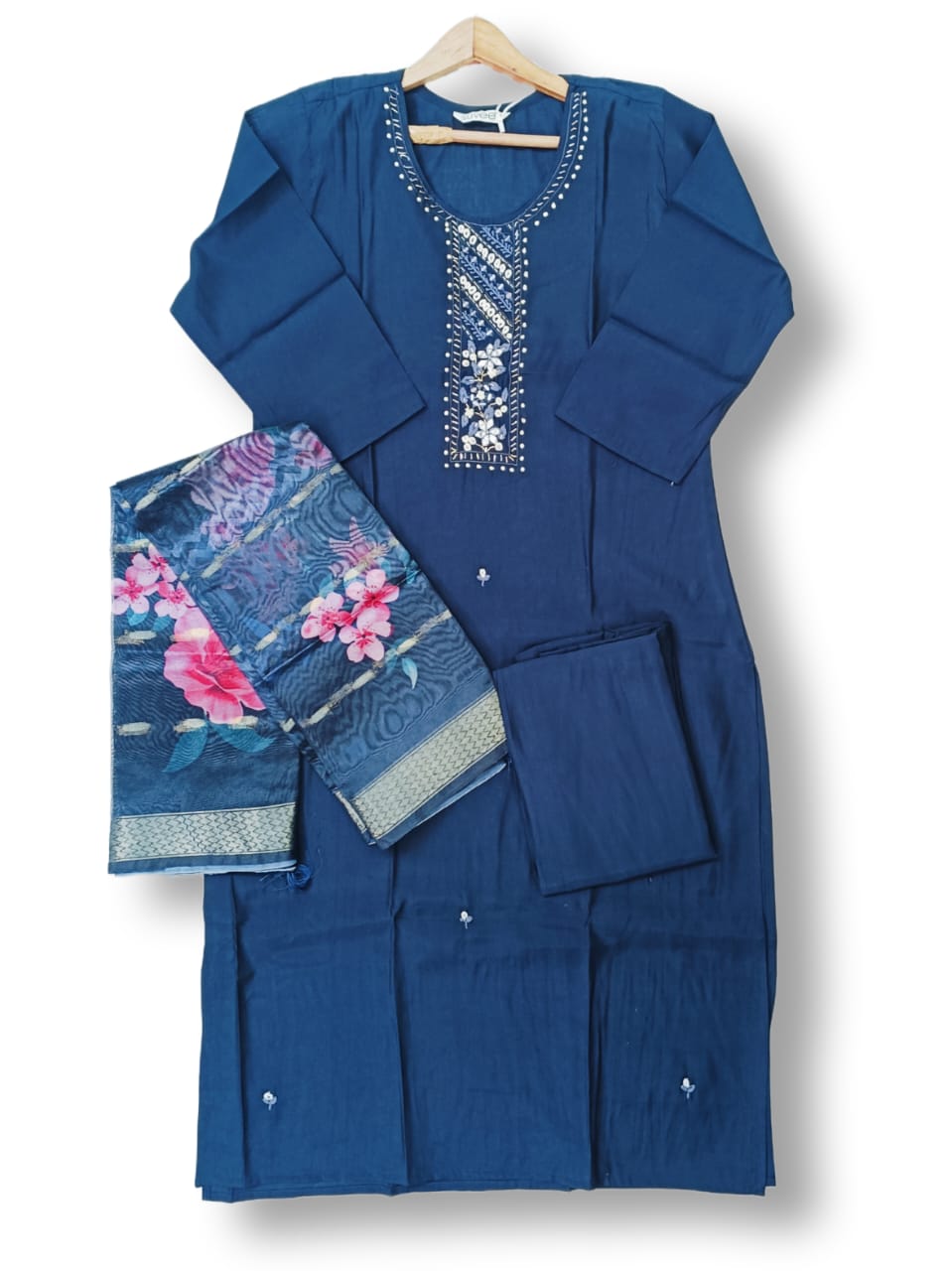 FANCY ROMAN SILK KURTI PANT SET WITH DIGITAL DUPATTA