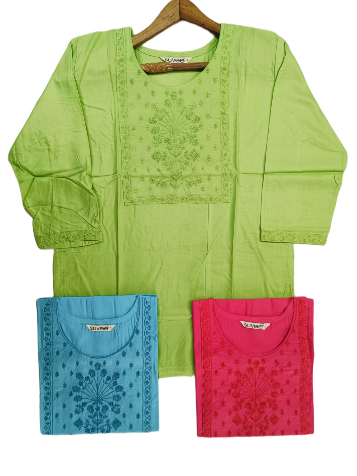 RAYON EMBROIDERY SHORT KURTI