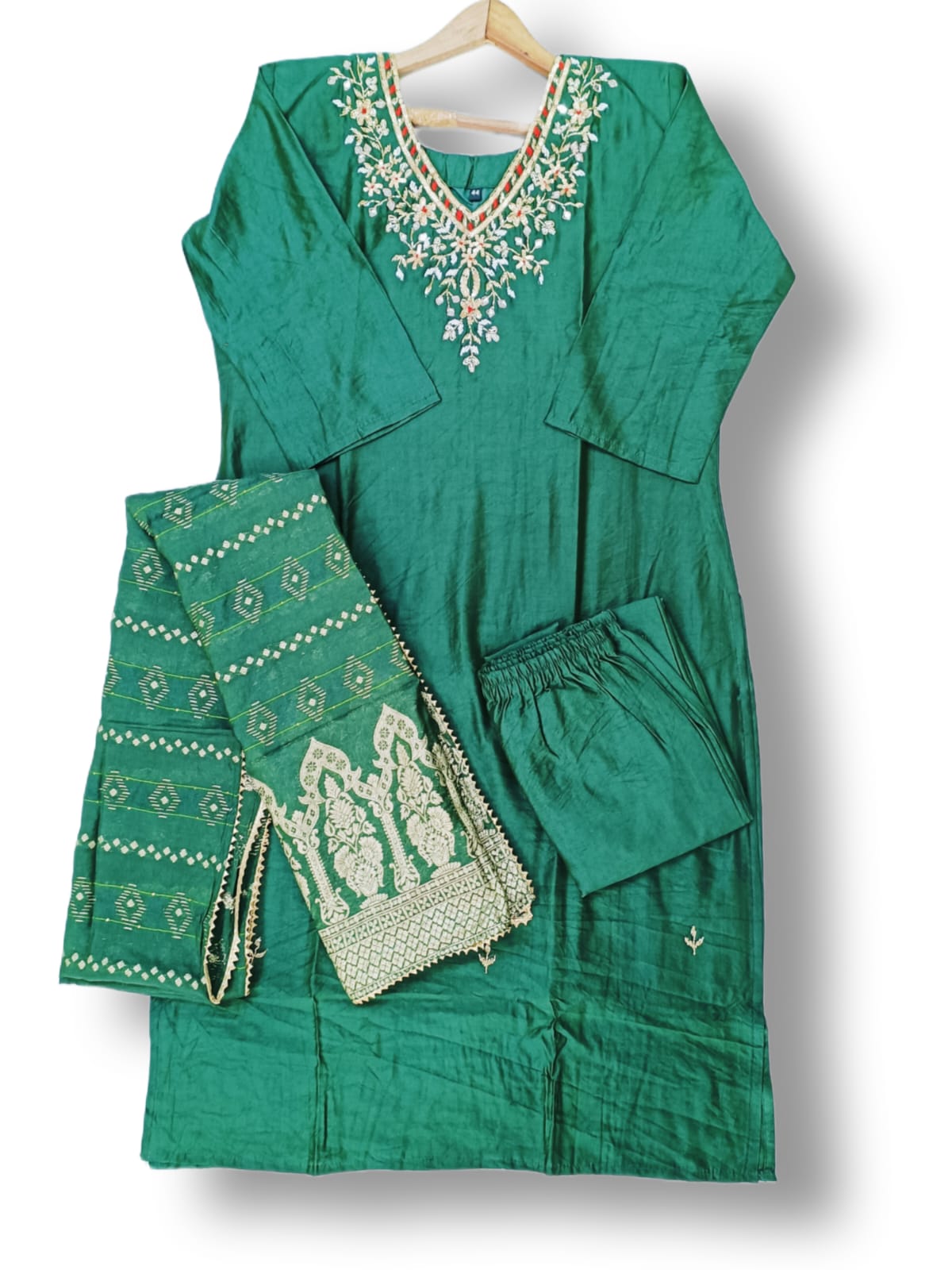 PREMIUM CHANDERI SILK DUPATTA SET WITH HANDWORK