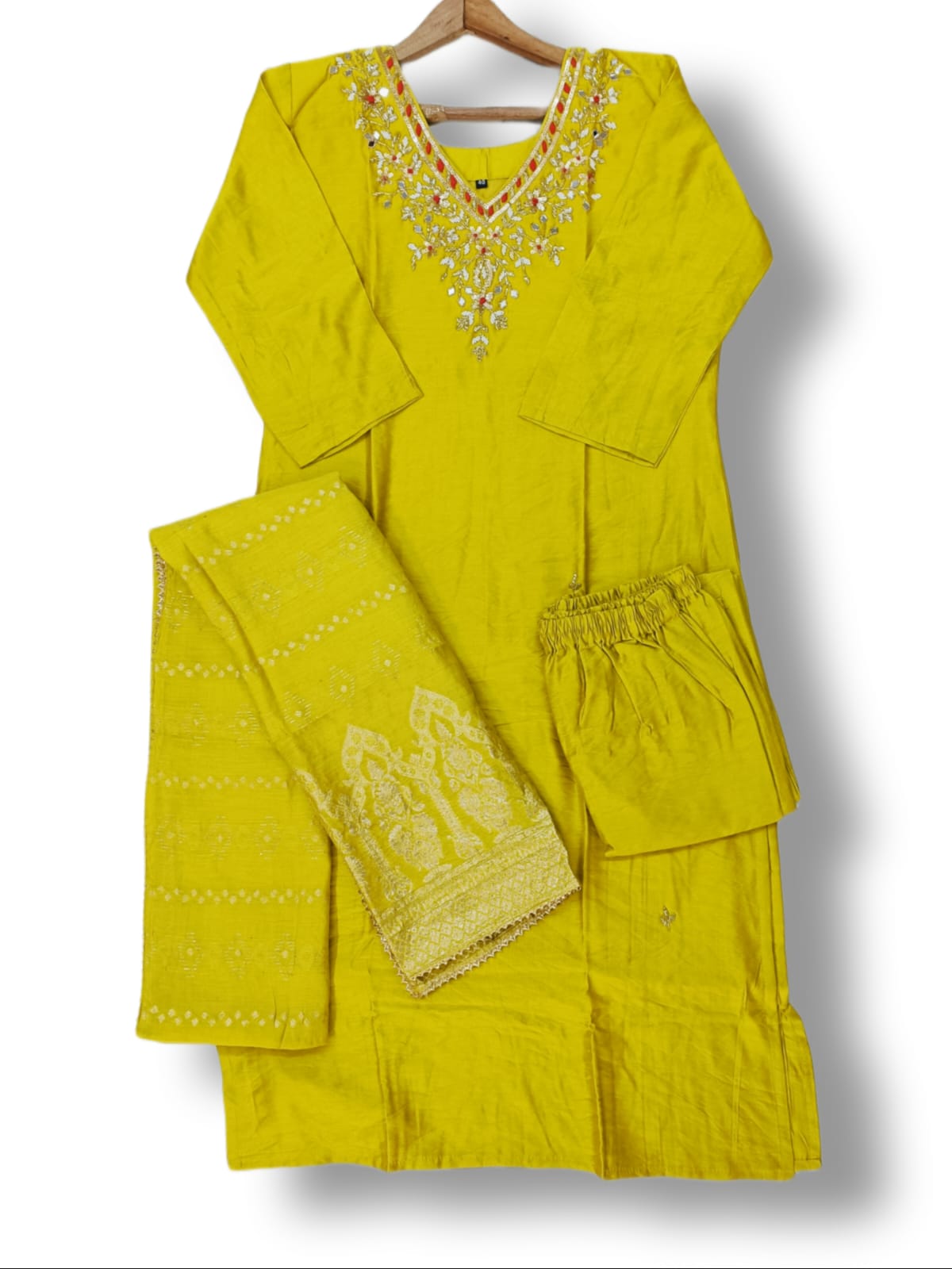 PREMIUM CHANDERI SILK DUPATTA SET WITH HANDWORK