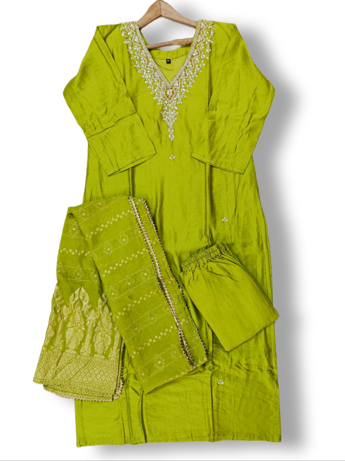 PREMIUM CHANDERI SILK DUPATTA SET WITH HANDWORK