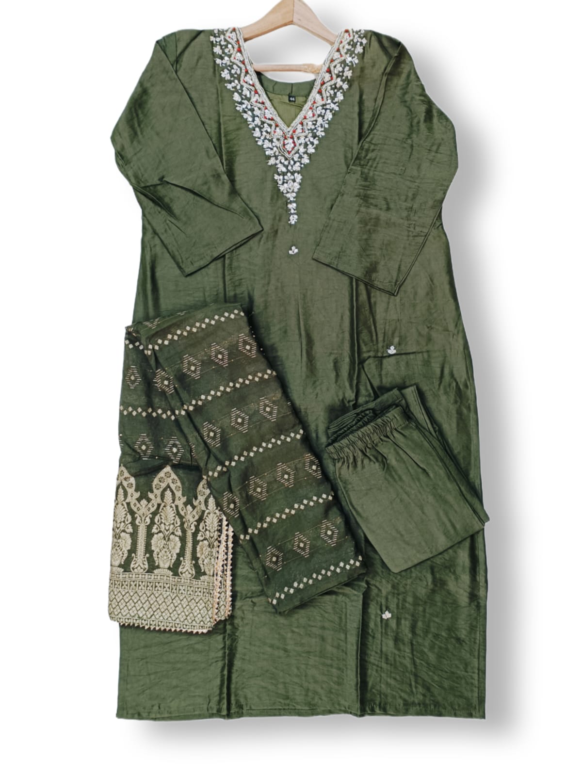 PREMIUM CHANDERI SILK DUPATTA SET WITH HANDWORK