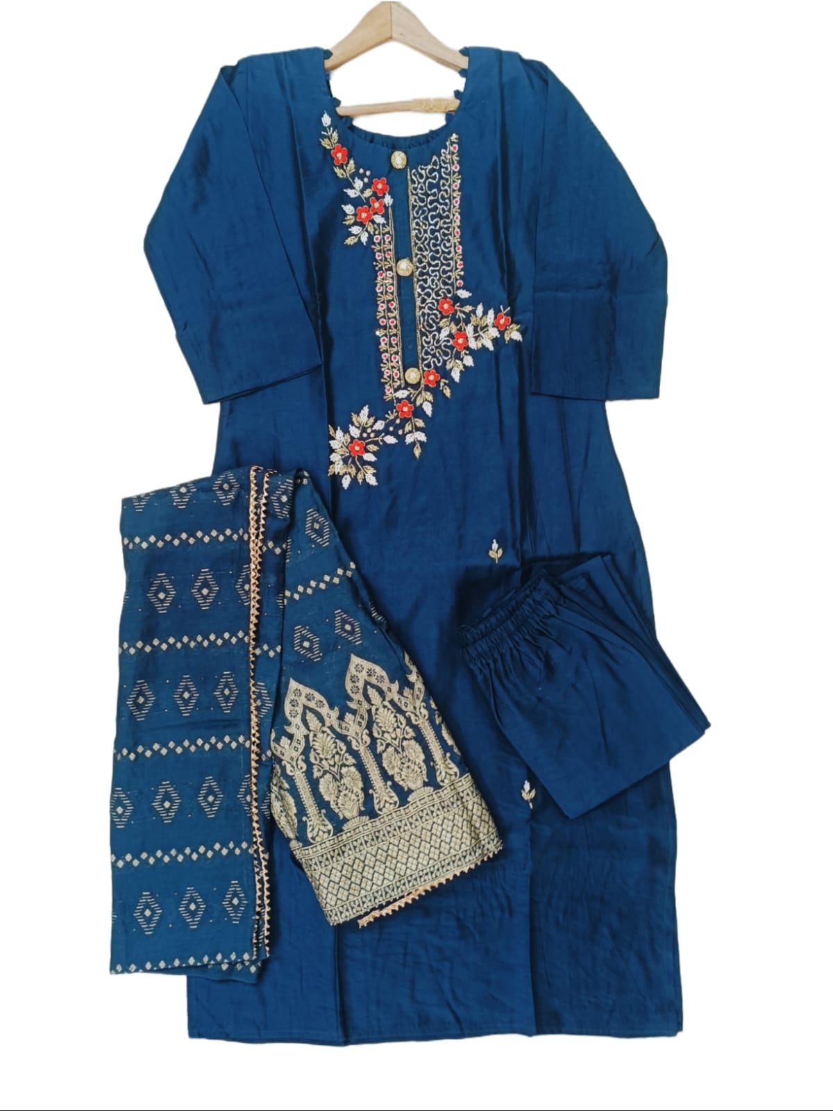 PREMIUM CHANDERI SILK DUPATTA SET WITH HANDWORK