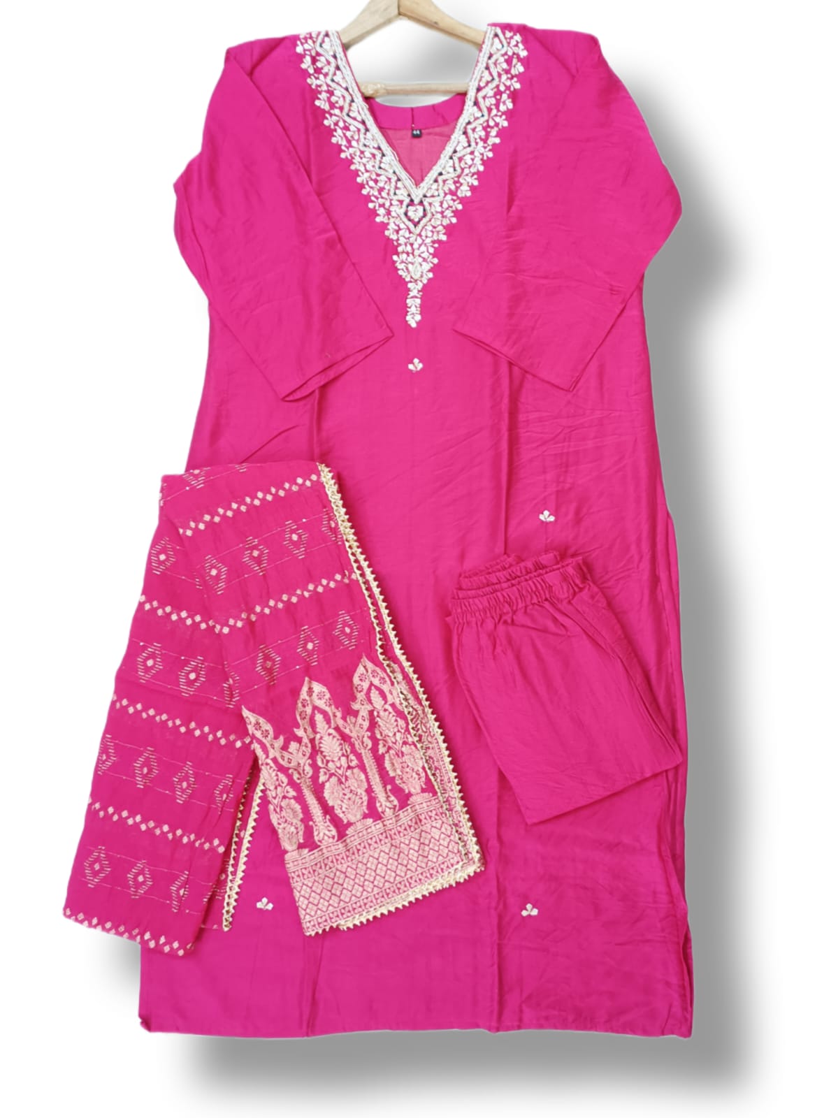 PREMIUM CHANDERI SILK DUPATTA SET WITH HANDWORK