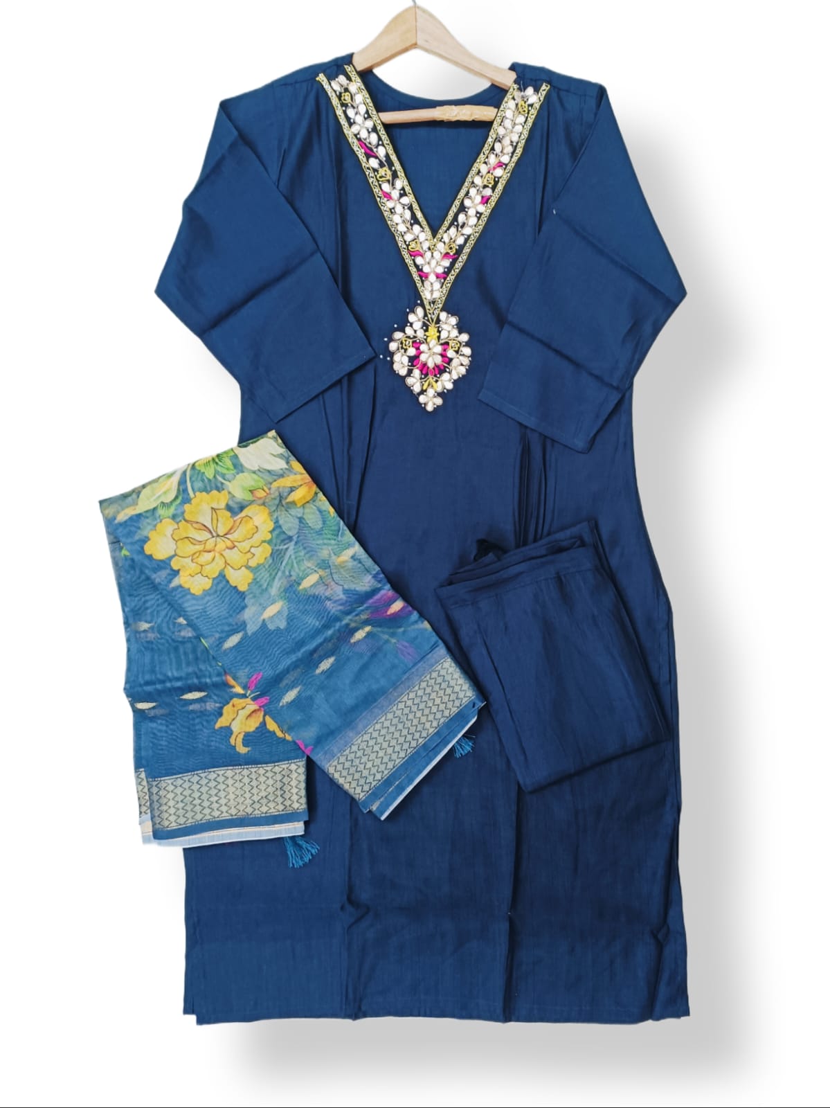 PREMIUM VATICAN SILK KURTI PANT SET WITH DIGITAL DUPATTA