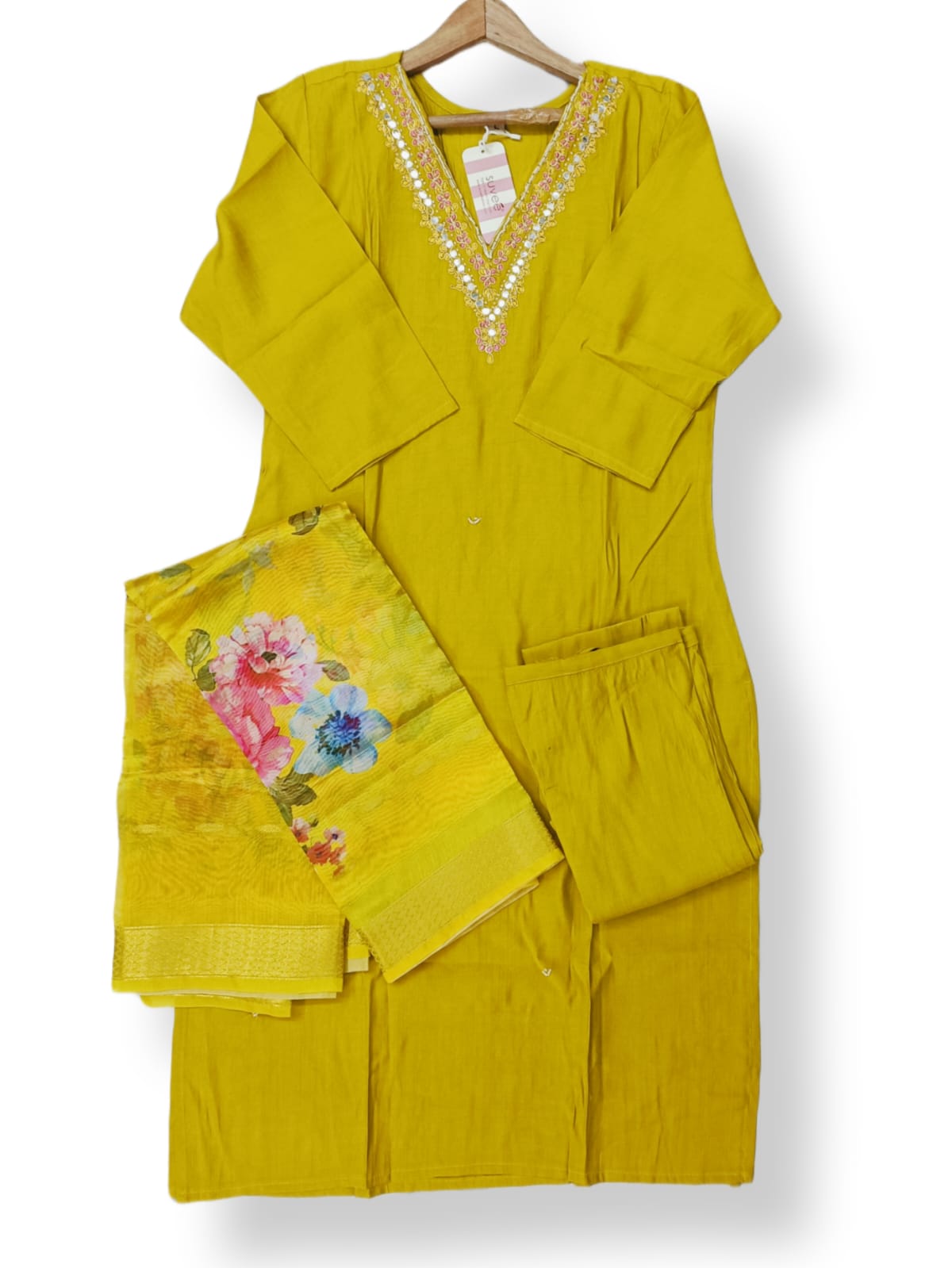 PREMIUM VATICAN SILK KURTI PANT SET WITH DIGITAL DUPATTA