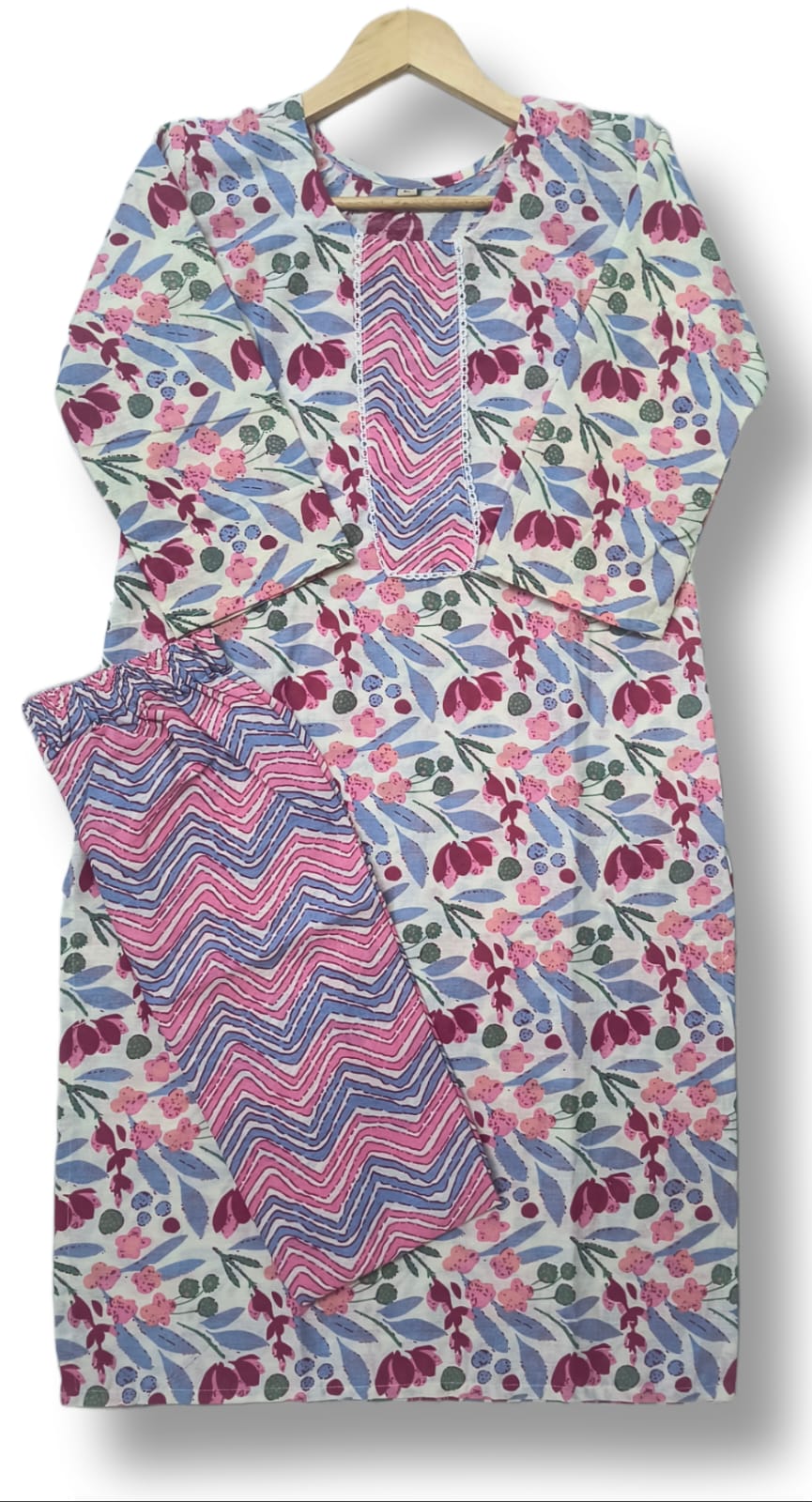 PRINTED COTTON KURTI PANT SET