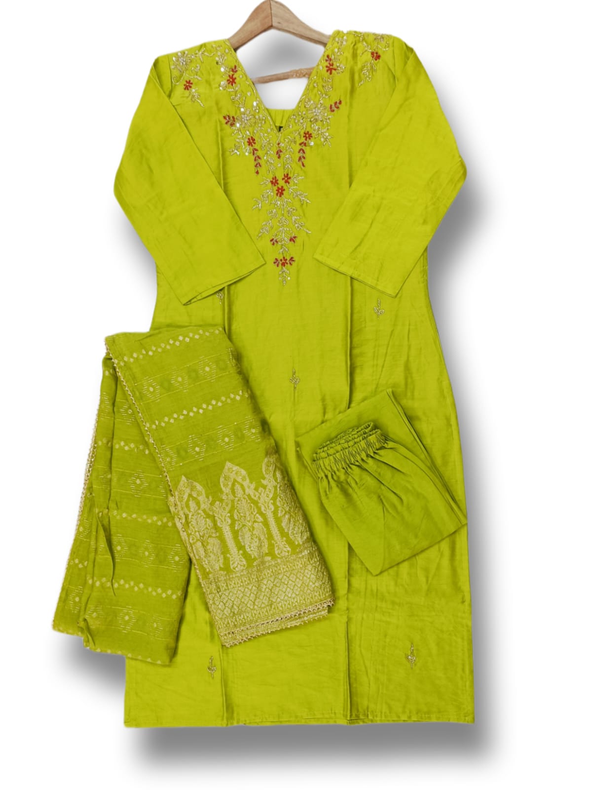 PREMIUM CHANDERI SILK DUPATTA SET WITH HANDWORK