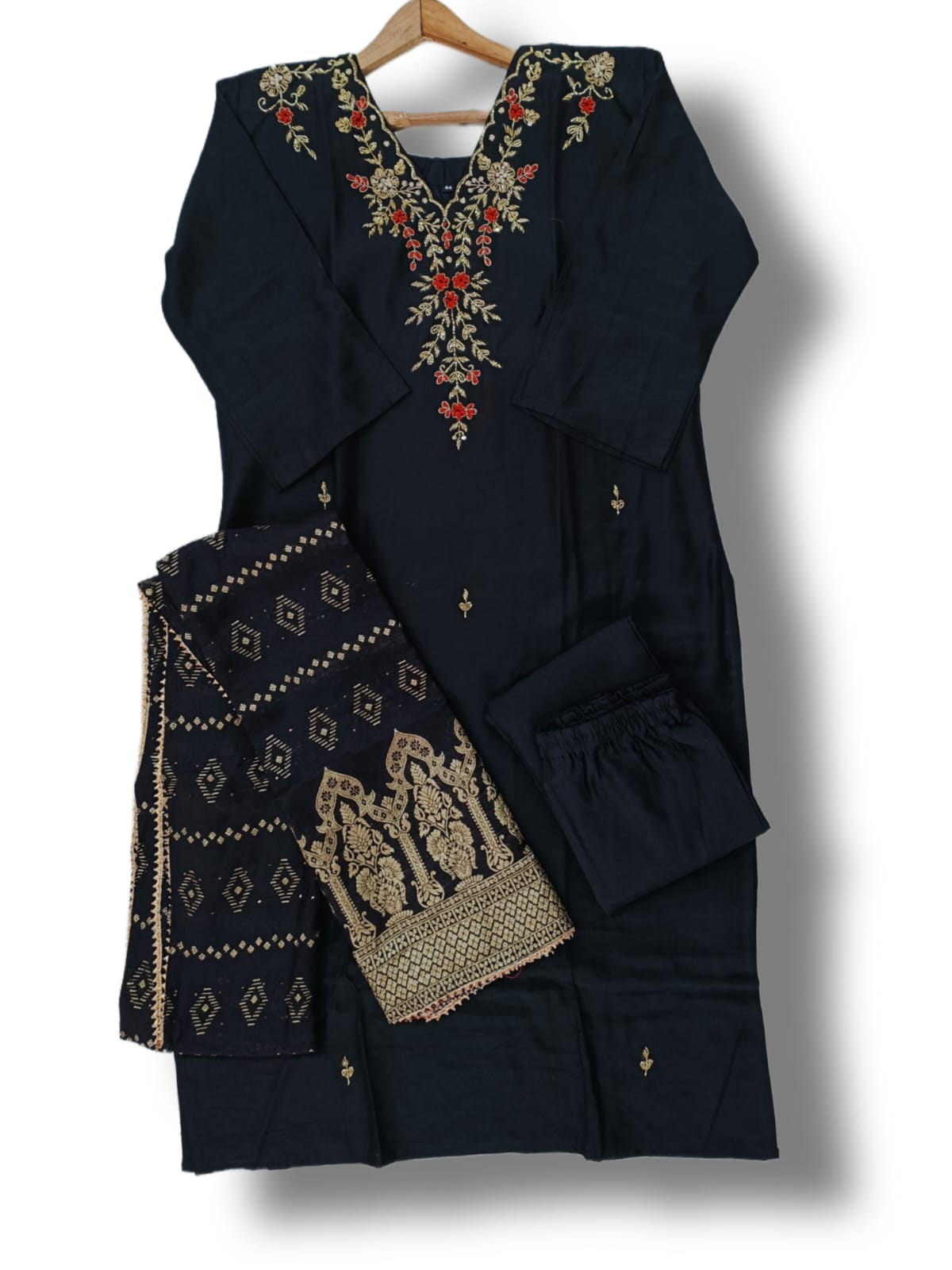 PREMIUM CHANDERI SILK DUPATTA SET WITH HANDWORK