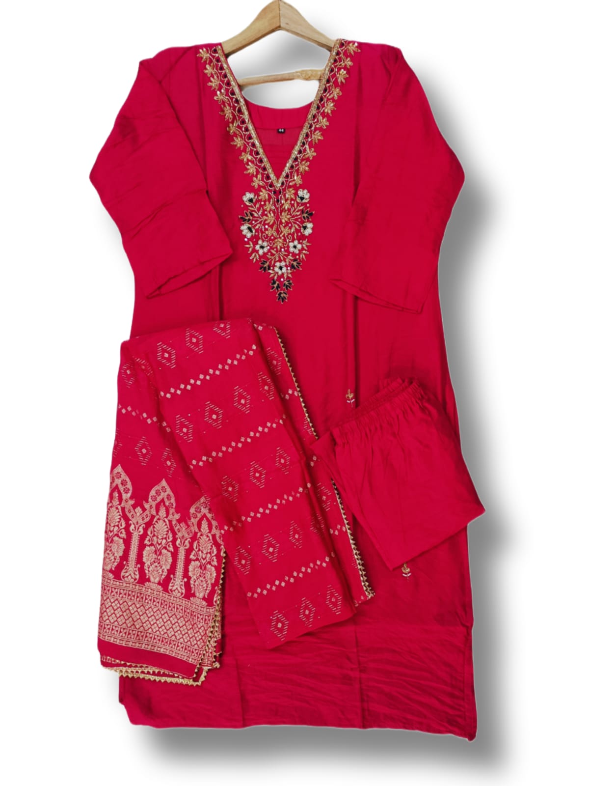 PREMIUM CHANDERI SILK DUPATTA SET WITH HANDWORK