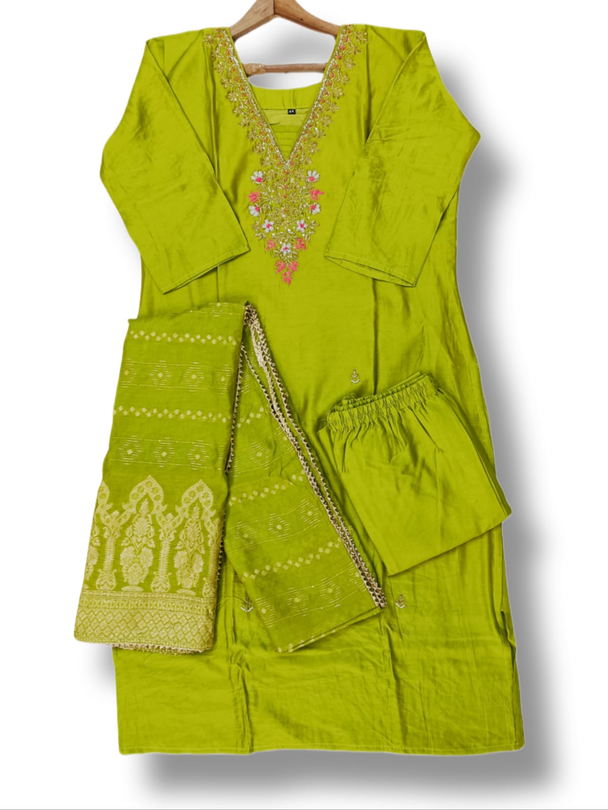 PREMIUM CHANDERI SILK DUPATTA SET WITH HANDWORK