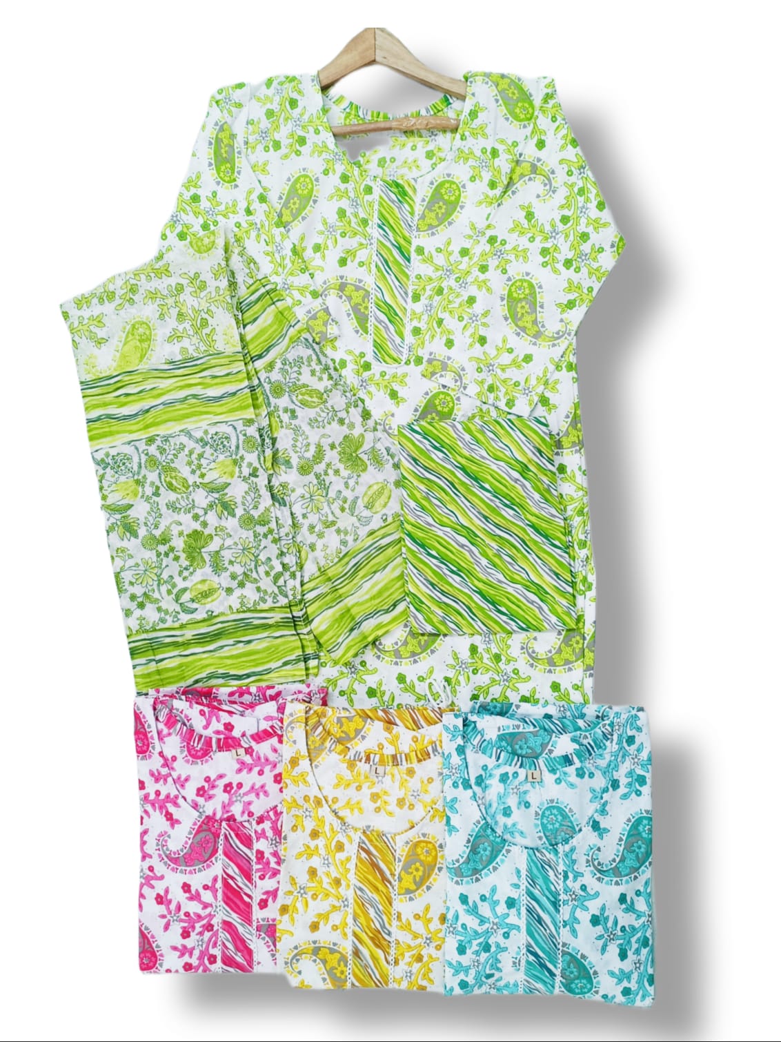 PRINTED COTTON KURTI PANT SET WITH DUPATTA