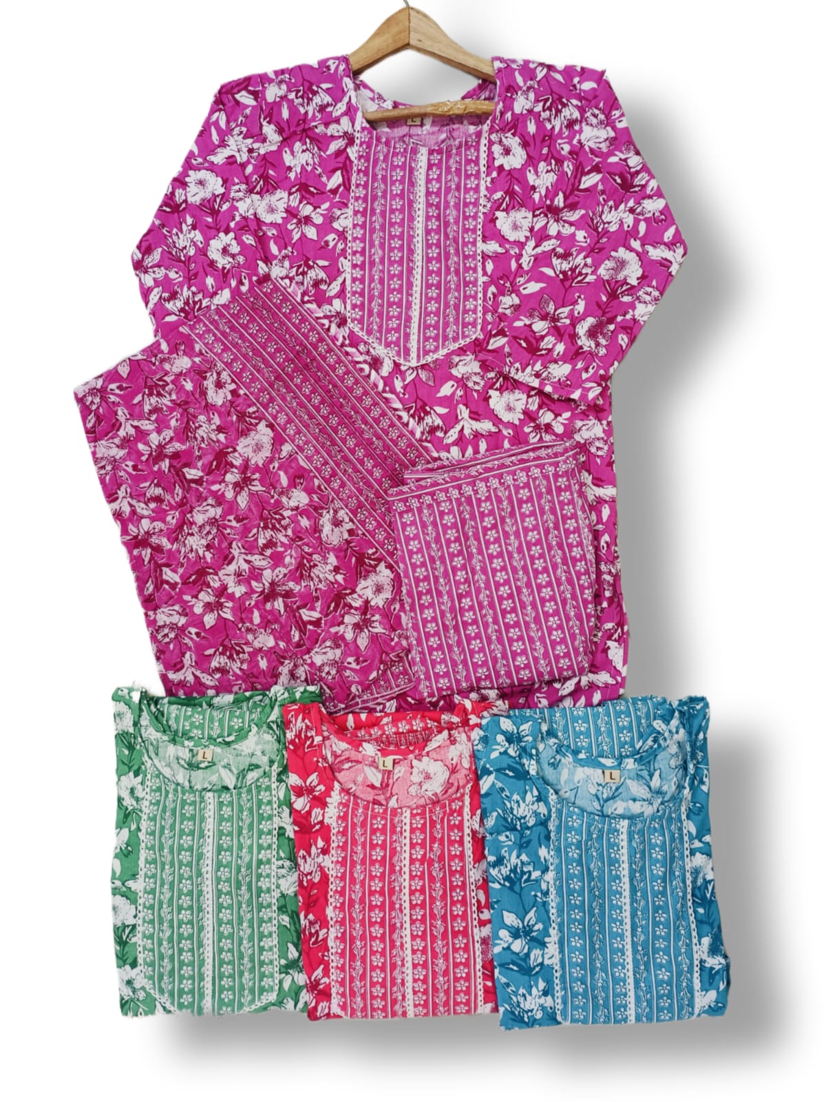 PRINTED COTTON KURTI PANT SET WITH DUPATTA