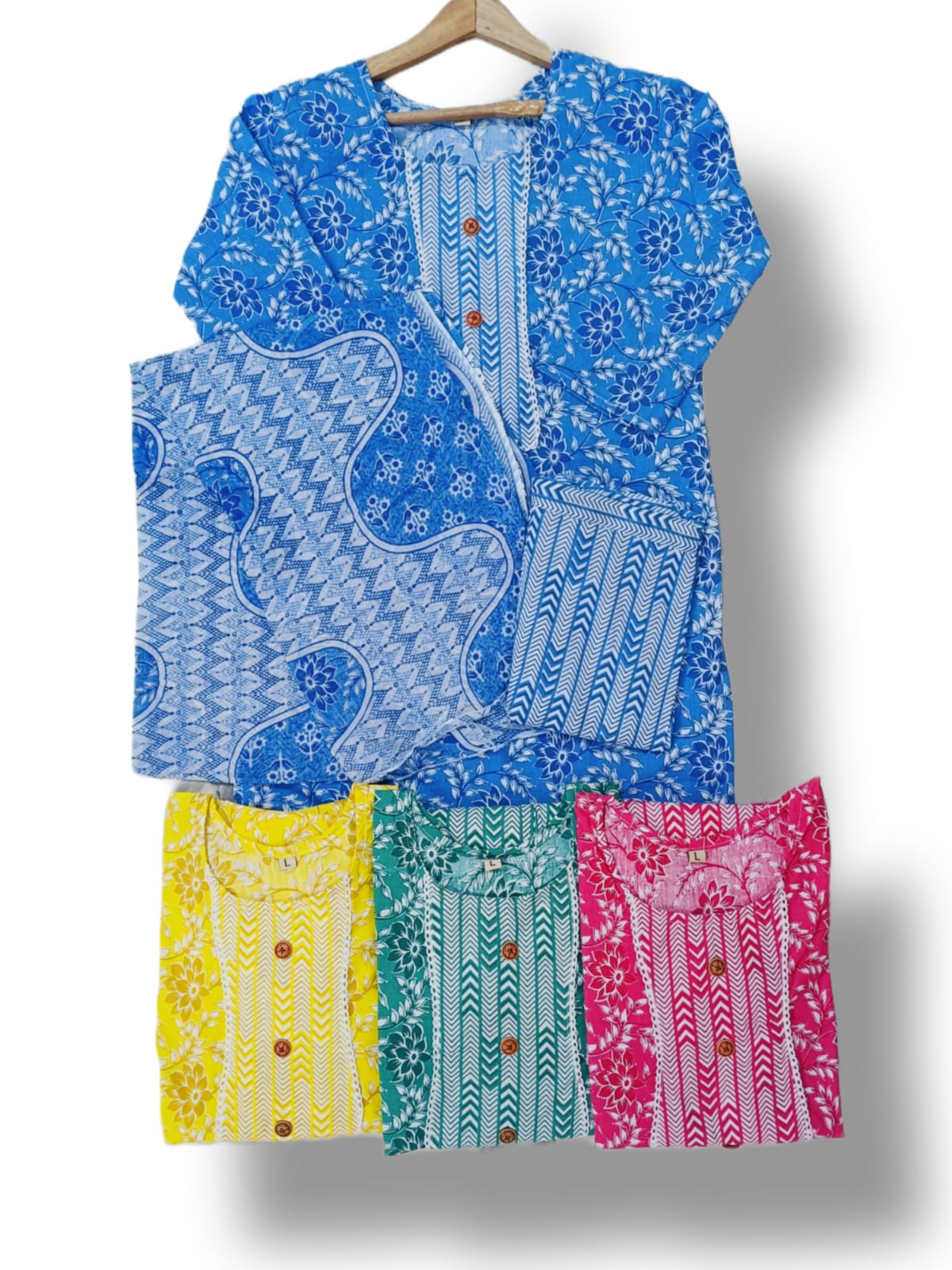 PRINTED COTTON KURTI PANT SET WITH DUPATTA