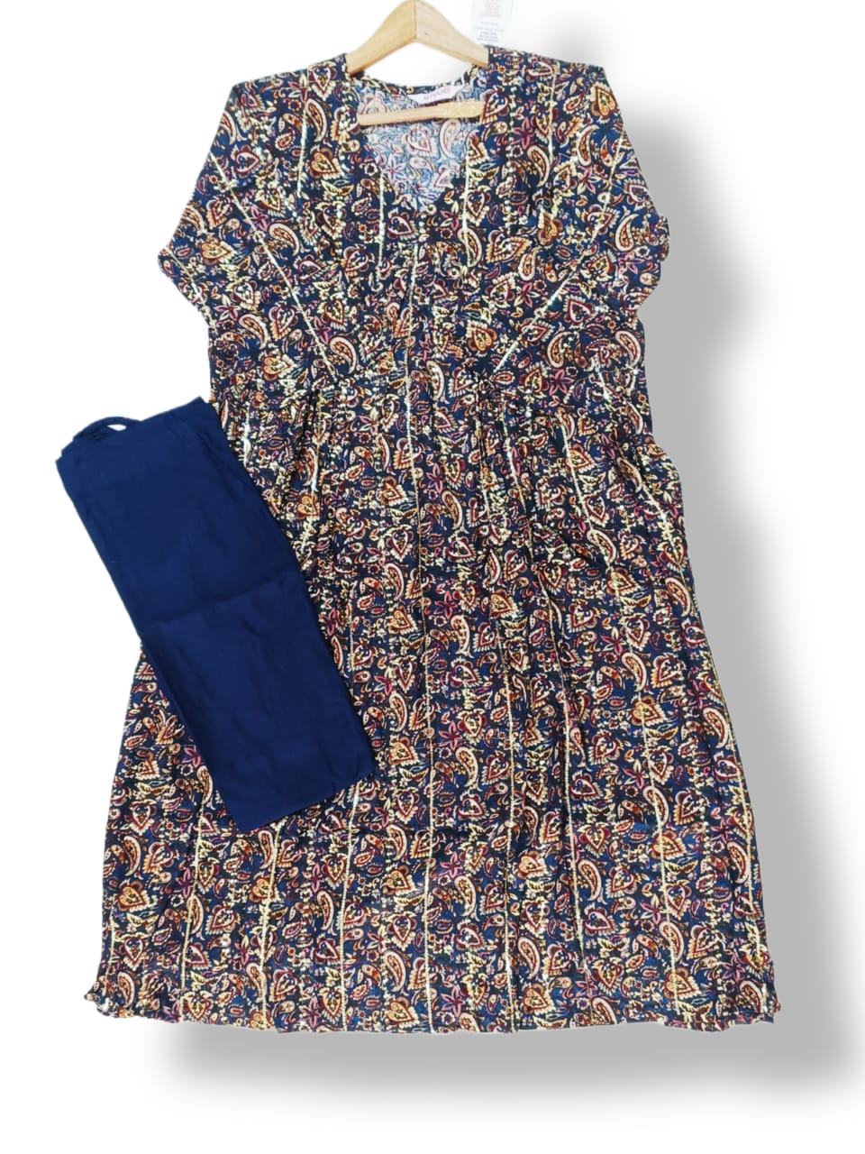 PRINTED RAYON ALIA CUT KURTI PANT SET