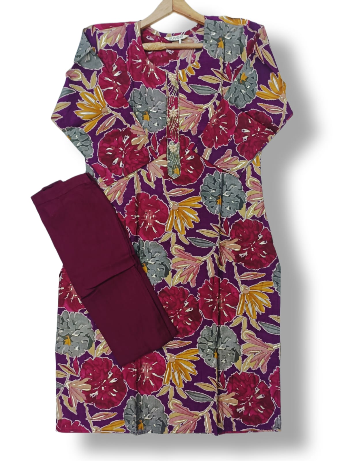 PRINTED MODAL SILK KURTI PANT SET