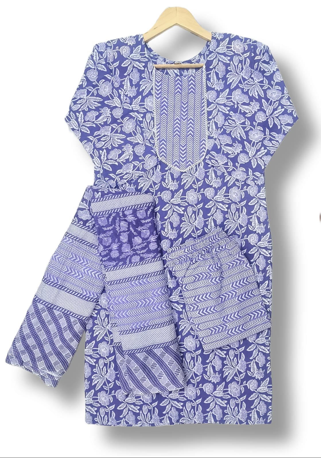 PRINTED COTTON KURTI PANT SET WITH DUPATTA