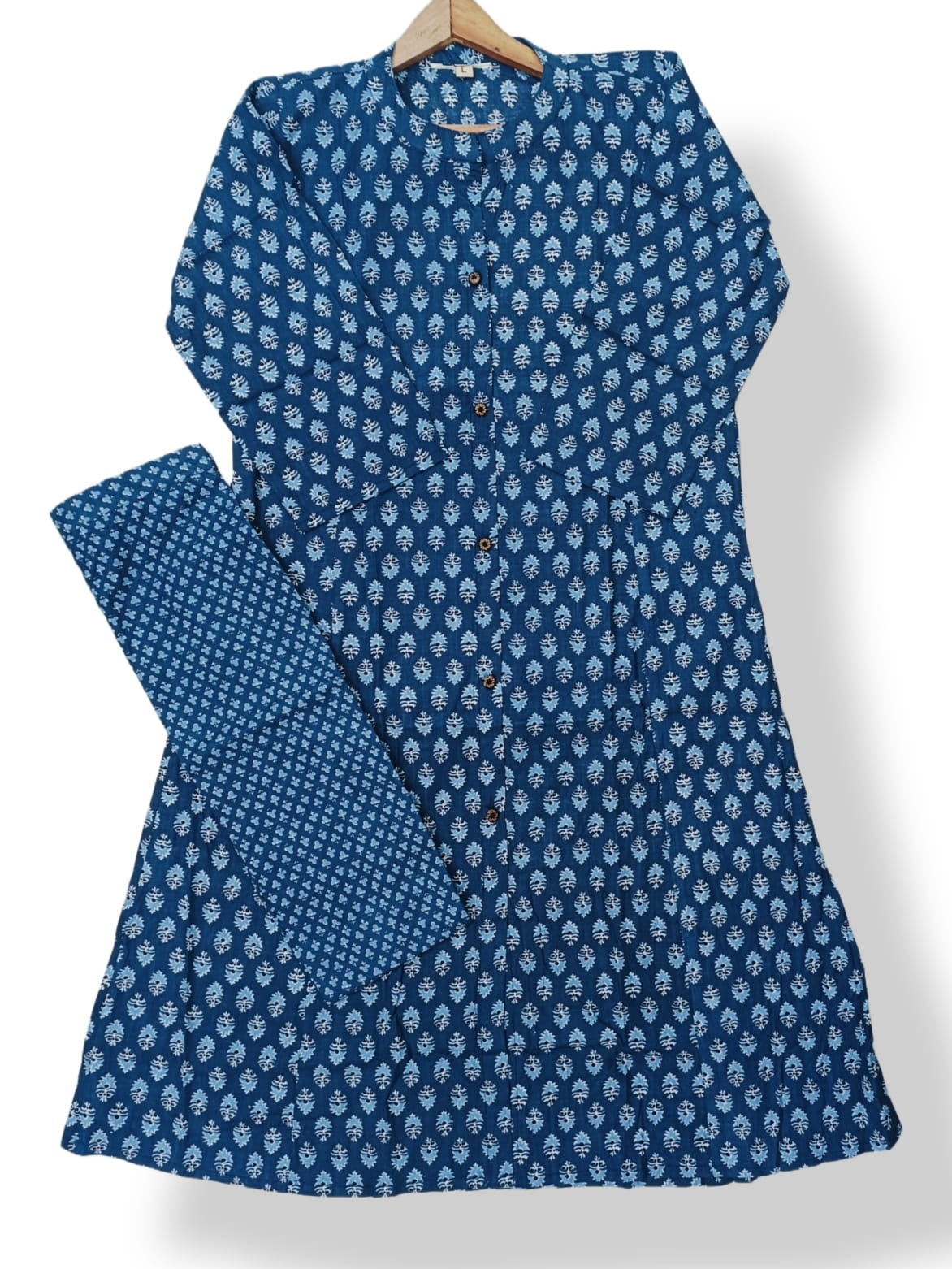 PRINTED COTTON A-LINE KURTI PANT SET