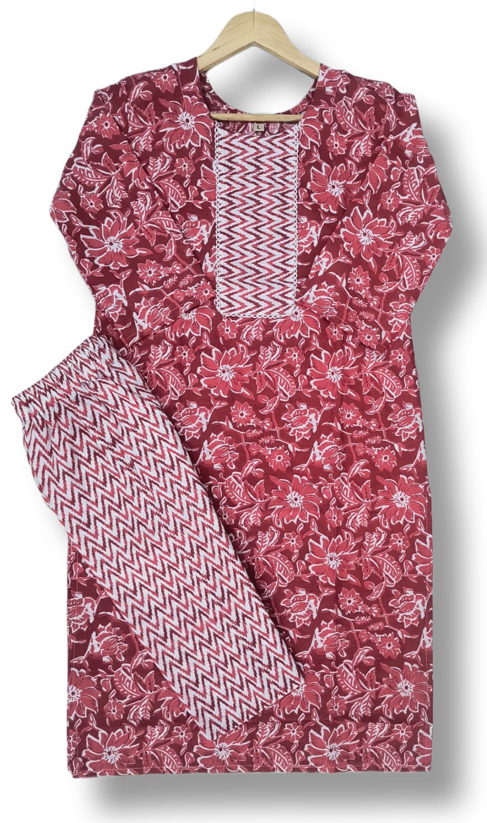 PRINTED COTTON KURTI PANT SET