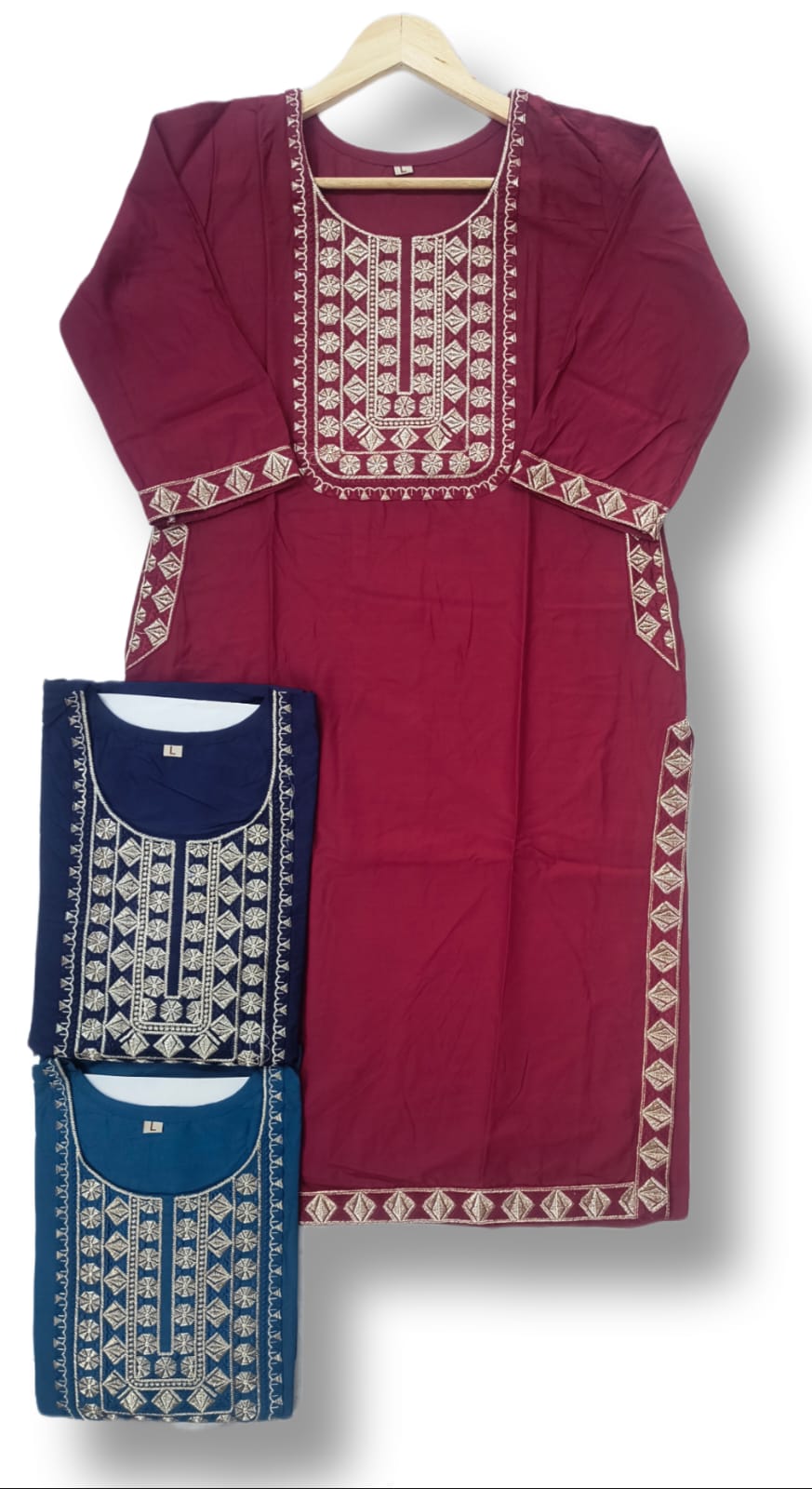 RAYON EMBROIDERY KURTI WITH POCKET