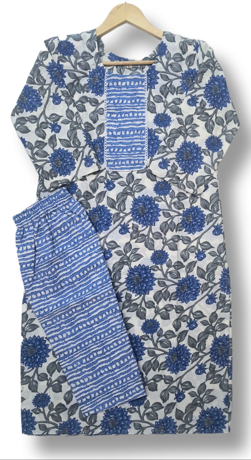 PRINTED COTTON KURTI PANT SET