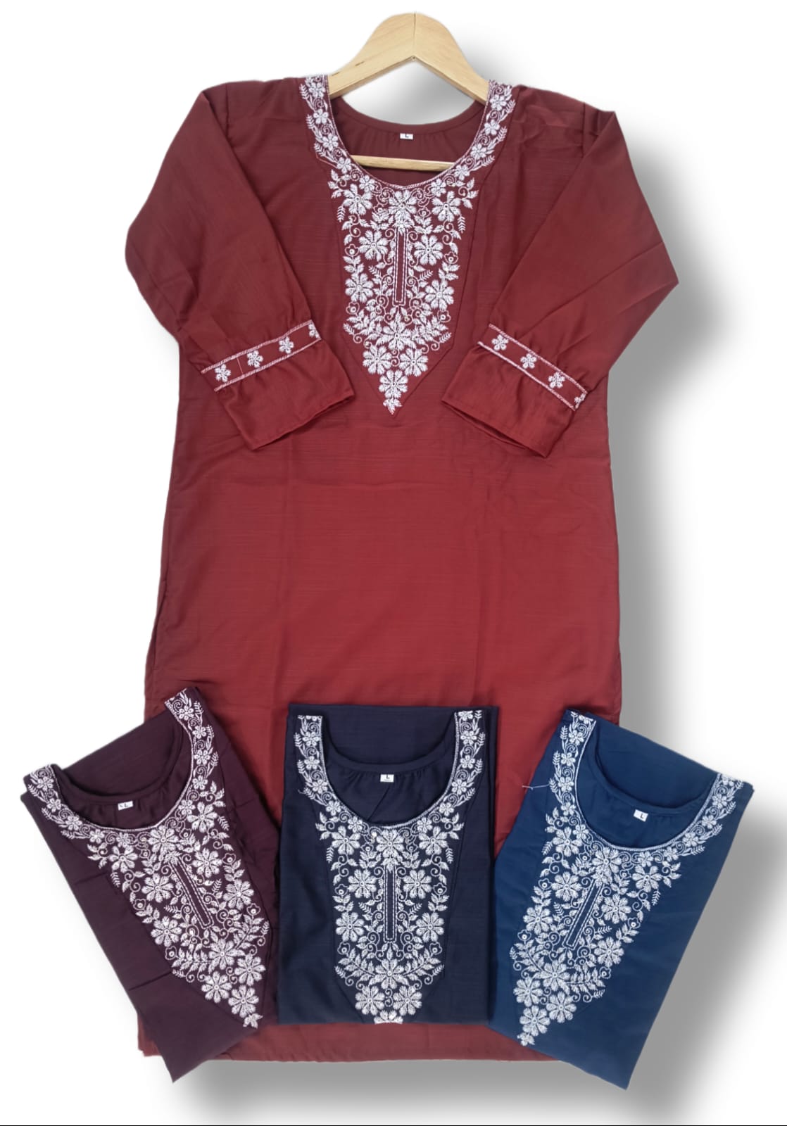 BISCUIT SLUB EMBROIDERY KURTI