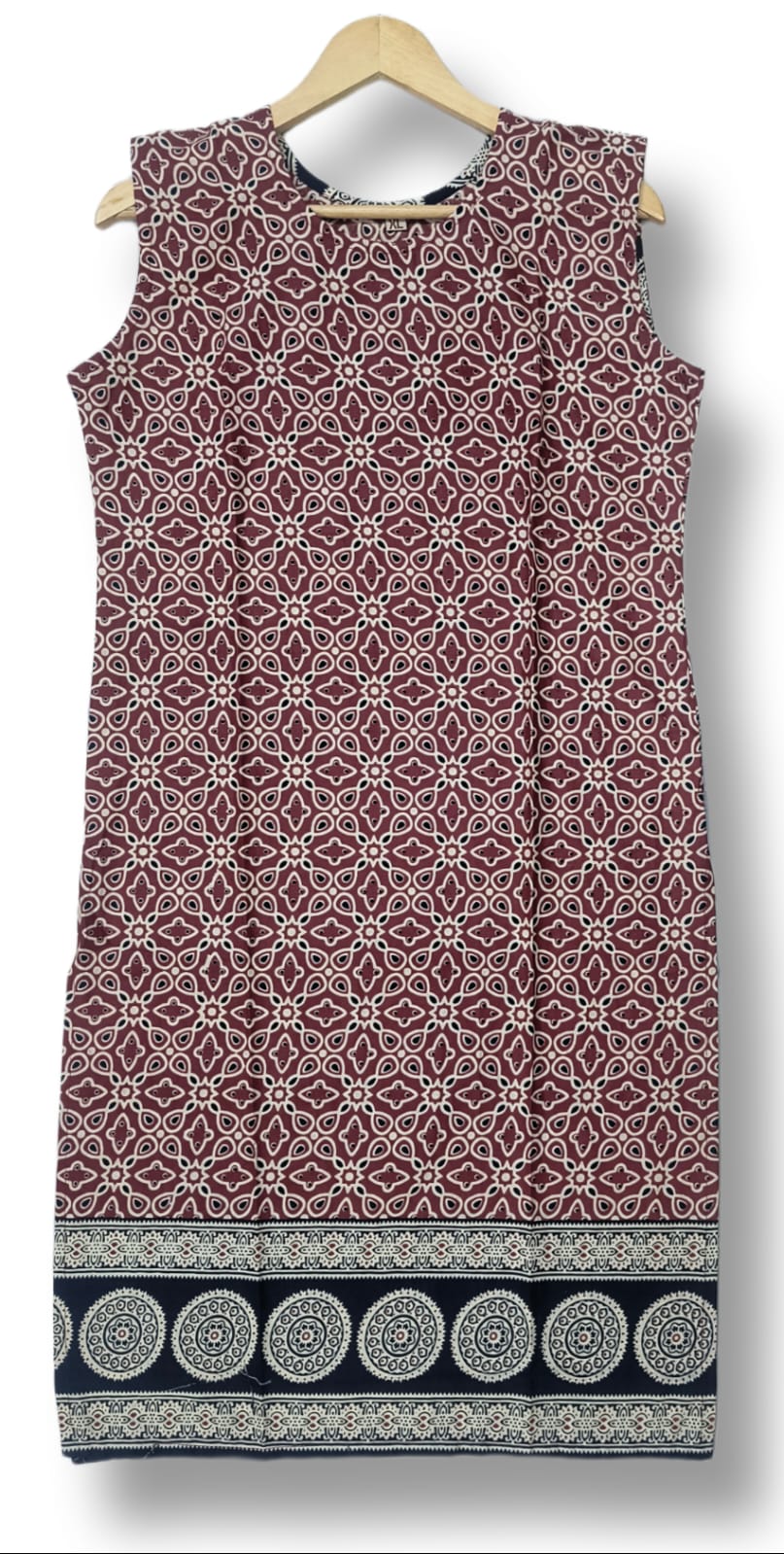 PRINTED COTTON SLEEVLESS KURTI
