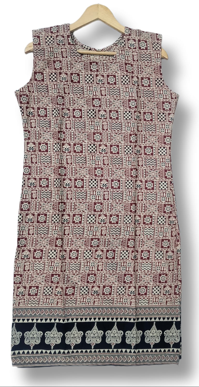 PRINTED COTTON SLEEVLESS KURTI