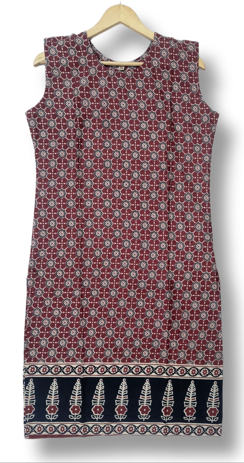 PRINTED COTTON SLEEVLESS KURTI