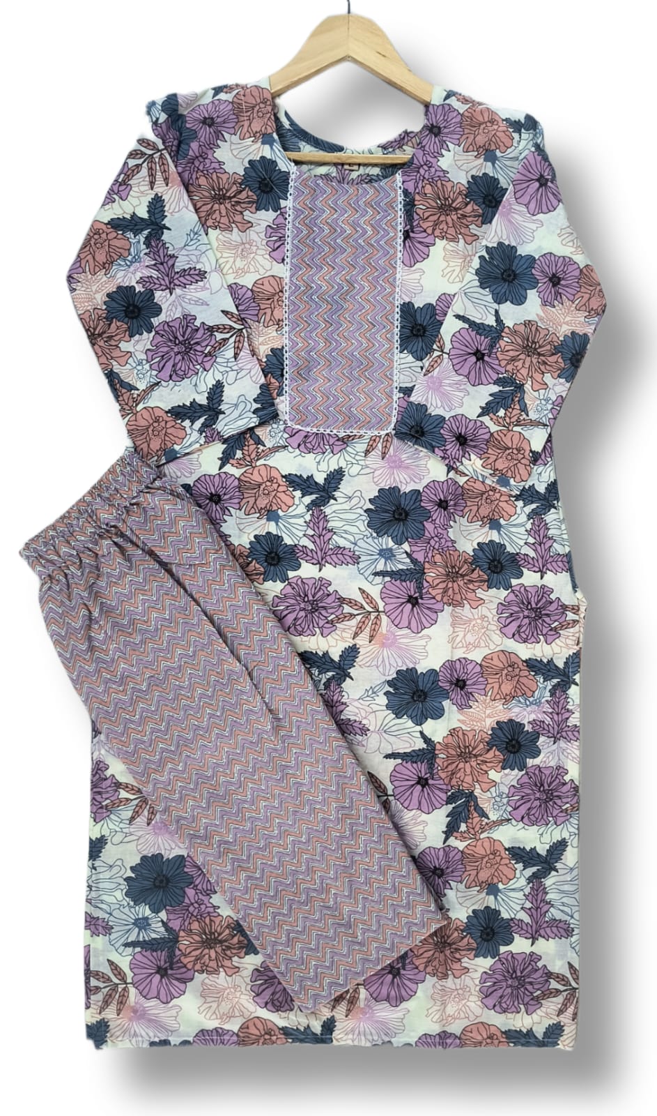 PRINTED COTTON KURTI PANT SET