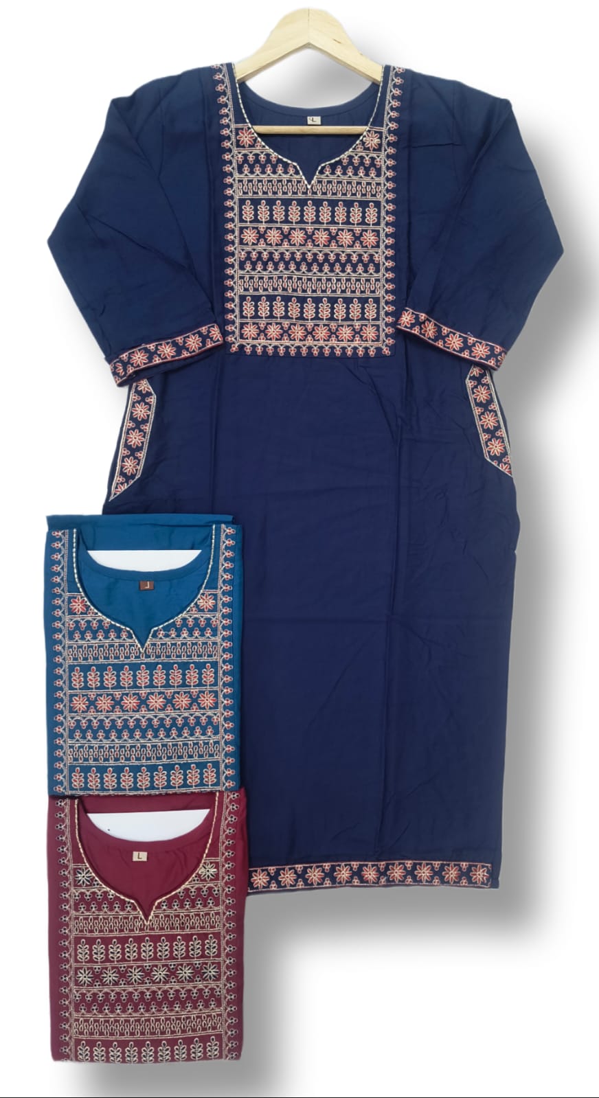 RAYON EMBROIDERY KURTI WITH POCKET