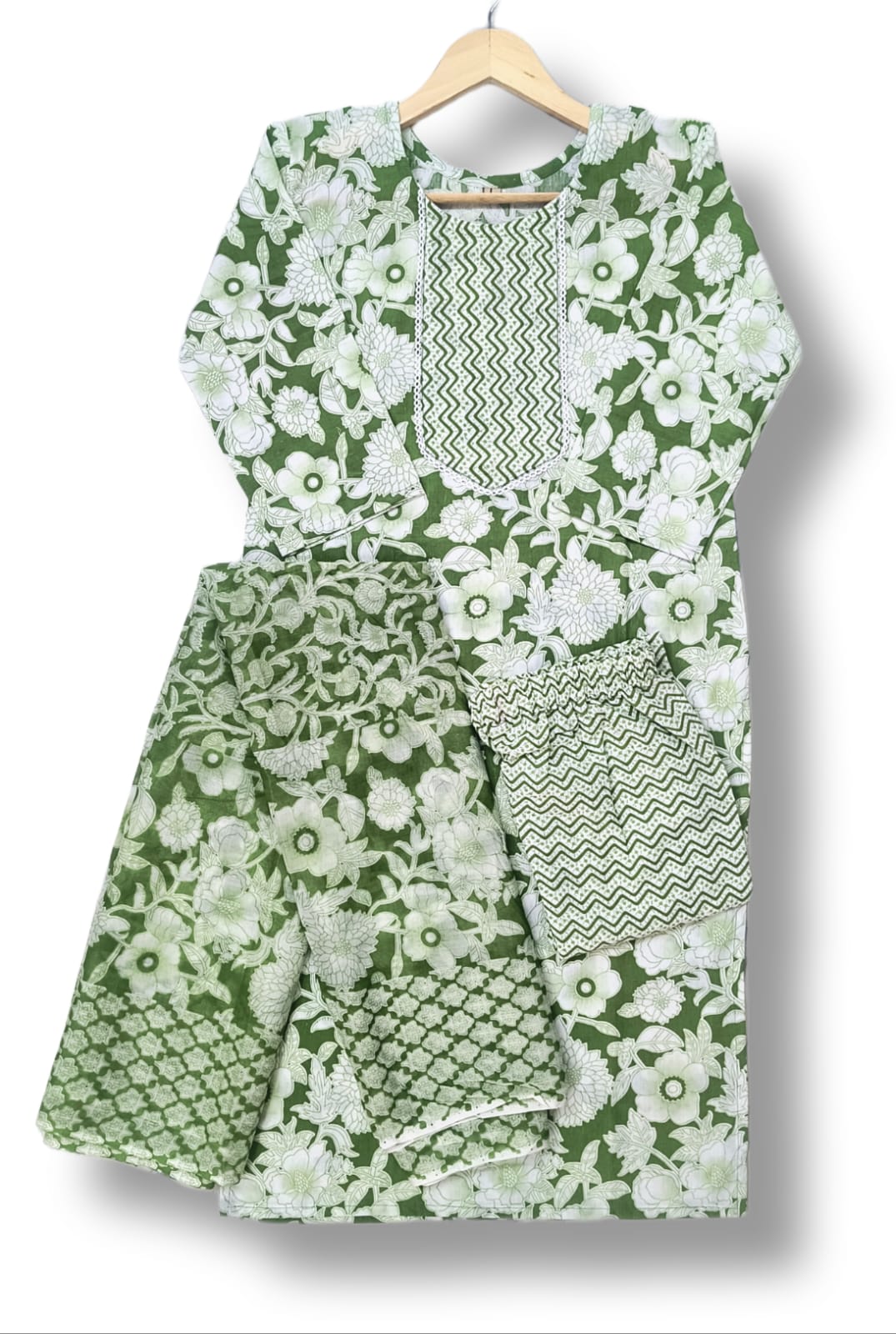 PRINTED COTTON KURTI PANT SET WITH DUPATTA