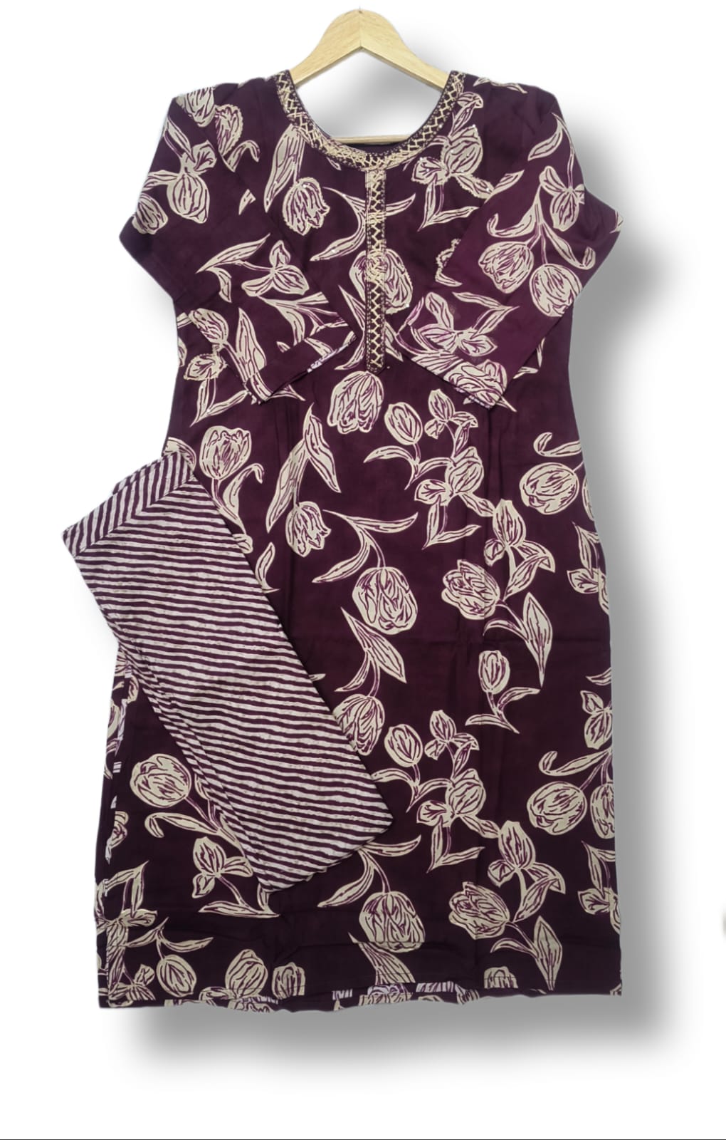 PRINTED RAYON HANDWORK KURTI PANT SET